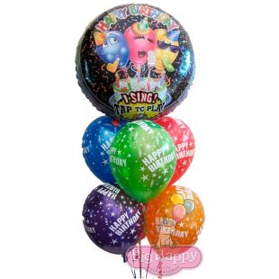 Букет из шаров с поющим фольгированным шаром &quot;Happy Birthday&quot; фото