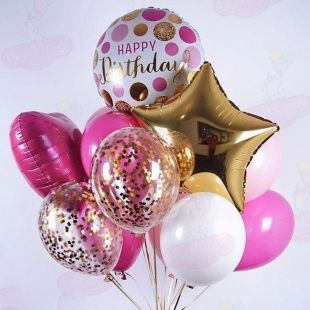 Букет из шаров на День рождения &quot;Розовое ассорти&quot;, 11 шт фото
