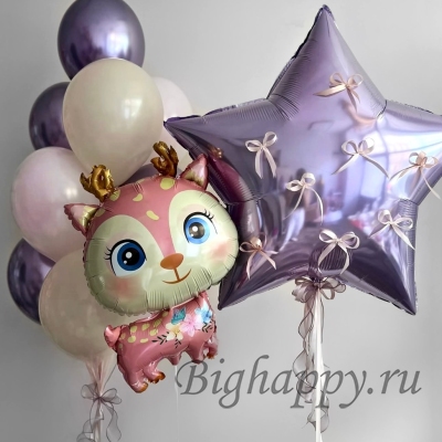 Воздушные шары с гелием «Волшебный Оленёнок» фото