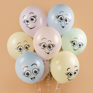 Шарики пастельных цветов &quot;Милые рожицы&quot; фото