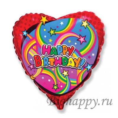 Фольгированный шар-сердце «Happy Birthday» фото