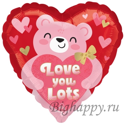 Шарсердце с розовым медведем Я люблю тебя