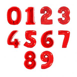 Красный гелиевый фольгированный шар-цифра 90 см фото