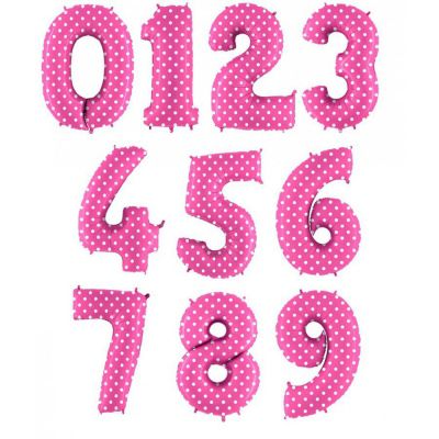 Фольгированный шар цифра Розовый горошек