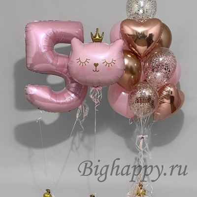 Набор шаров с гелием «Кошечка в розовом» фото