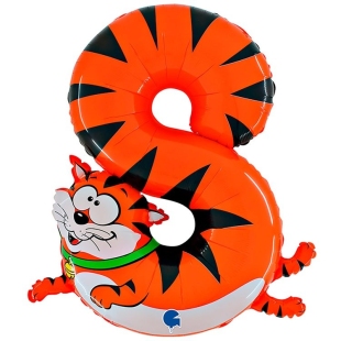Фольгированная шар-цифра 8 лет "Рыжий кот" фото