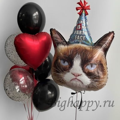 Воздушные шары с гелием &laquo;Кот с характером&raquo; фото