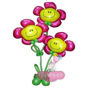 Воздушные фольгированные шарики цветочки со смайликами фото