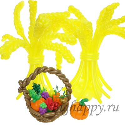 Композиция из шаров &quot;Корзинка с фруктами и овощами&quot; фото