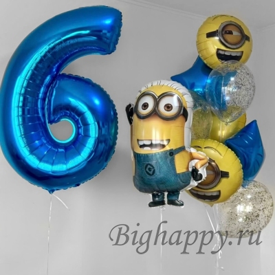 Воздушные шары с гелием «Праздник с Миньоном» фото