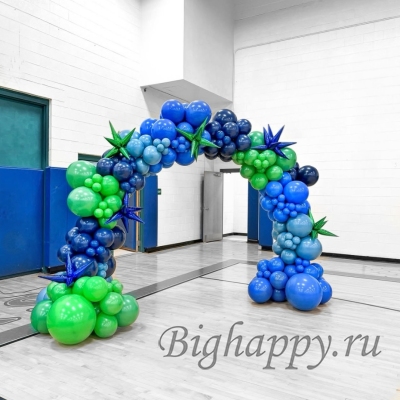 Разнокалиберная арка из воздушных шаров