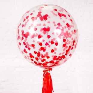 Большой шар с конфетти «сердечки» фото