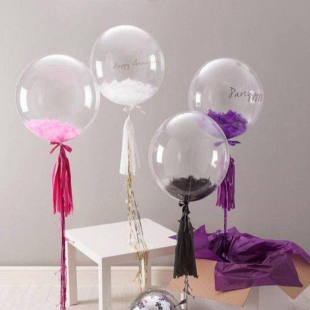 Прозрачный шар Bubbles с перьями фото