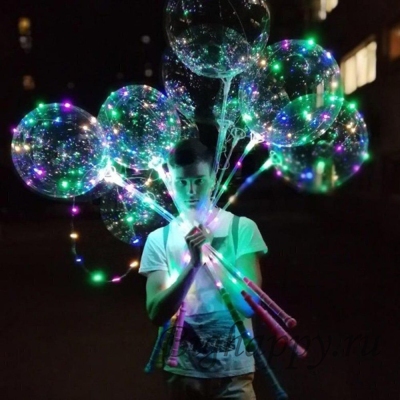 Светящиеся шары Bubbles на палочке с разноцветной подсветкой фото