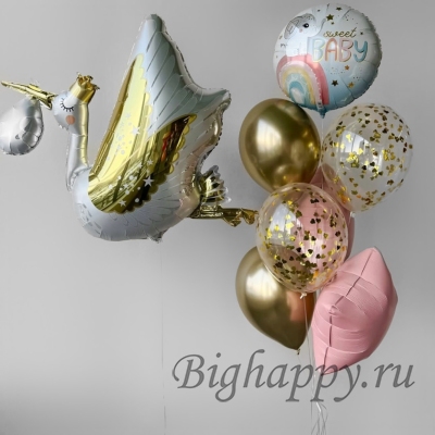 Воздушный набор на выписку из роддома &laquo;Золотой аист&raquo; фото