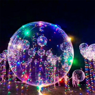 Прозрачные большие шары Баблс со светодиодными лентами фото