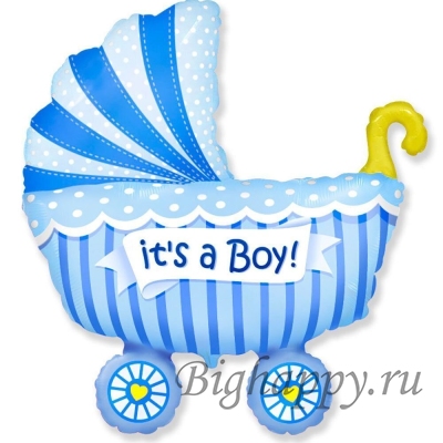 Фольгированный шар Коляска синяя It's a boy!