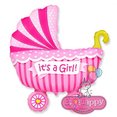 Фольгированный шар Коляска It's a girl