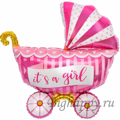 Фольгированный шар Коляска, розовая и голубая