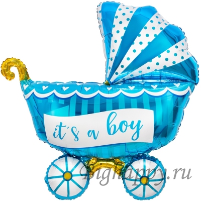 Фольгированный шар Коляска, розовая и голубая