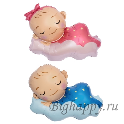Фольгированный шар Малыш, малышка на облаке