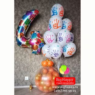 Композиция из шаров на детский День рождения фото