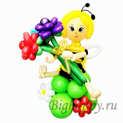 Фигура из шаров &quot;Пчелка с цветочками&quot; фото