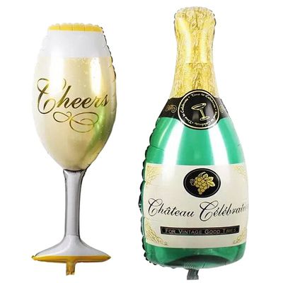 Гелиевые шары Бутылка шампанского с бокалом