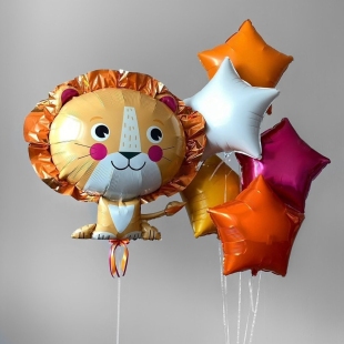 Воздушные шары с гелием &laquo;Львёнок на празднике&raquo; фото