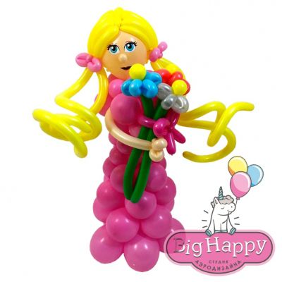 Воздушные шары: фигура Девочка с цветами