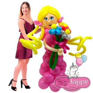 Воздушные шары: фигура Девочка с цветами фото