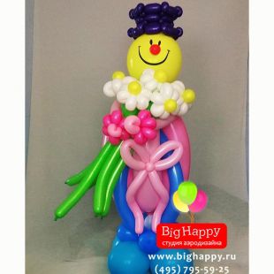 Фигура из шаров &quot;Клоун с букетом цветов&quot; фото