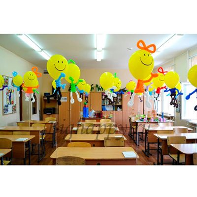 Оформление кабинета в школе фигурками из шаров