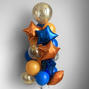 Букет с большим шаром с надписью фото