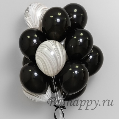 Фонтан из черных шаров агат 15 шт