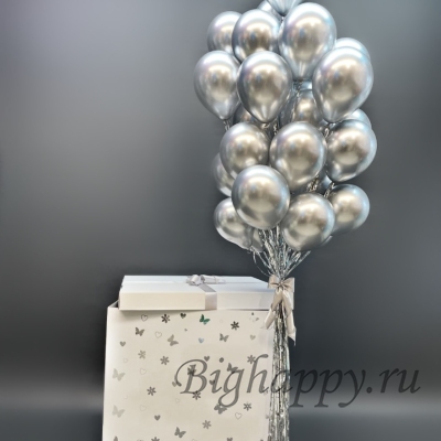 Коробка с шарами «Серебряная сказка» фото