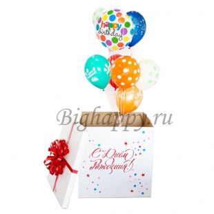 Коробка сюрприз с шарами на день рождения фото