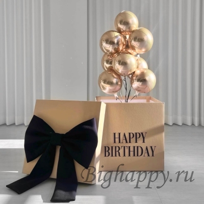 Коробка сюрприз с шарами «Золотой вихрь» фото