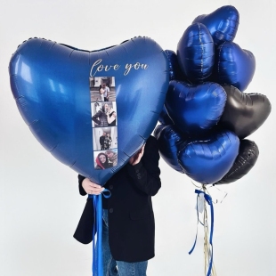 Букет из шаров для мужчины на день рождения с сердцами фото
