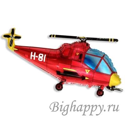 Фольгированный шар с гелием Красный вертолет