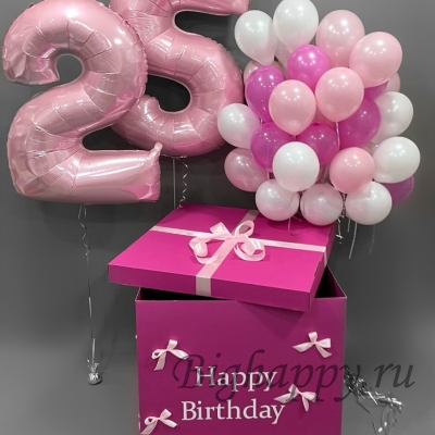 Коробка с шарами &laquo;Розово-белый сюрприз&raquo; фото