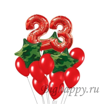 Композиция из шаров на 23 февраля с шарами-цифрами фото