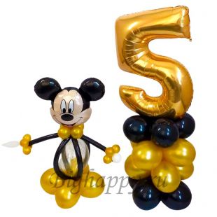 Композиция из шаров на День рождения &quot;Микки Маус, дай 5&quot; фото