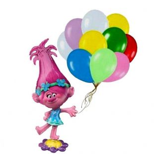 Большой ходячий шар тролль Розочка с шарами фото