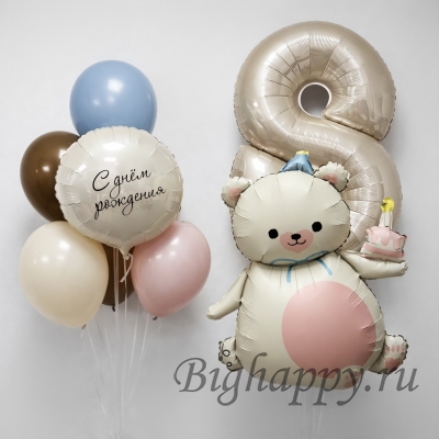 Набор шаров с гелием &laquo;Нежный праздник с мишкой&raquo; фото
