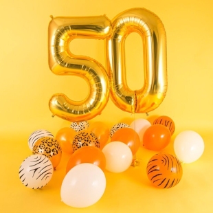 Фольгированные шары-цифры на 50-летие и 17 шаров фото