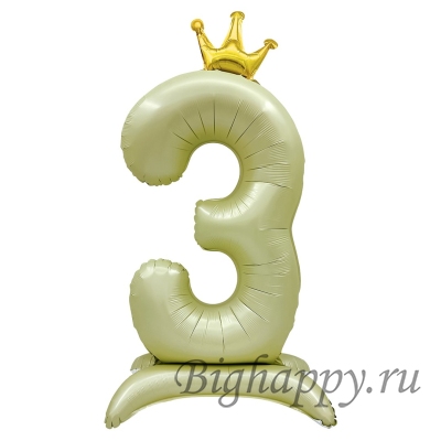 Шарыцифры на подставке с короной Фисташковосалатовые от 0 до 9