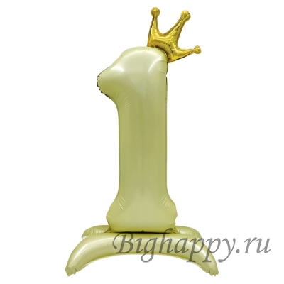 Шарыцифры на подставке с короной Фисташковосалатовые от 0 до 9