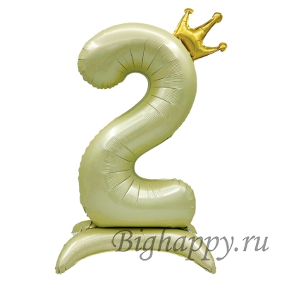 Шарыцифры на подставке с короной Фисташковосалатовые от 0 до 9