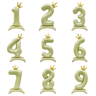 Шары-цифры на подставке с короной "Фисташково-салатовые" фото